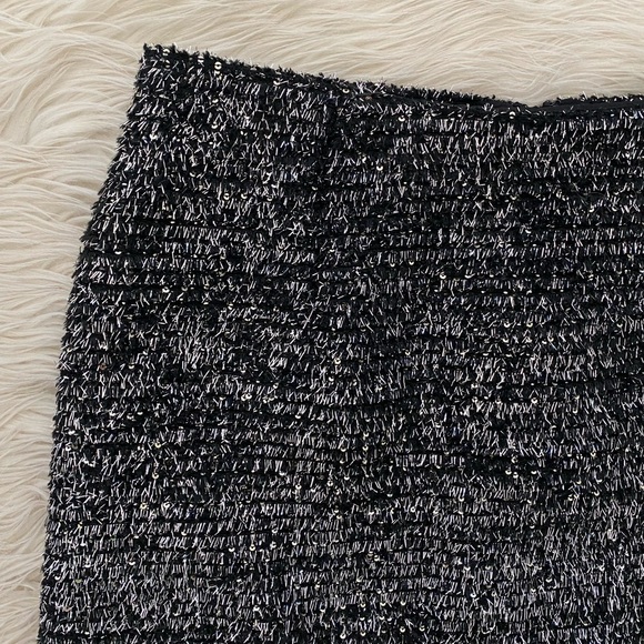 Anthropologie Hutch Silver Metallic Tinsel Black Saint-Michel Holiday Mini Skirt - Picture 3 of 9